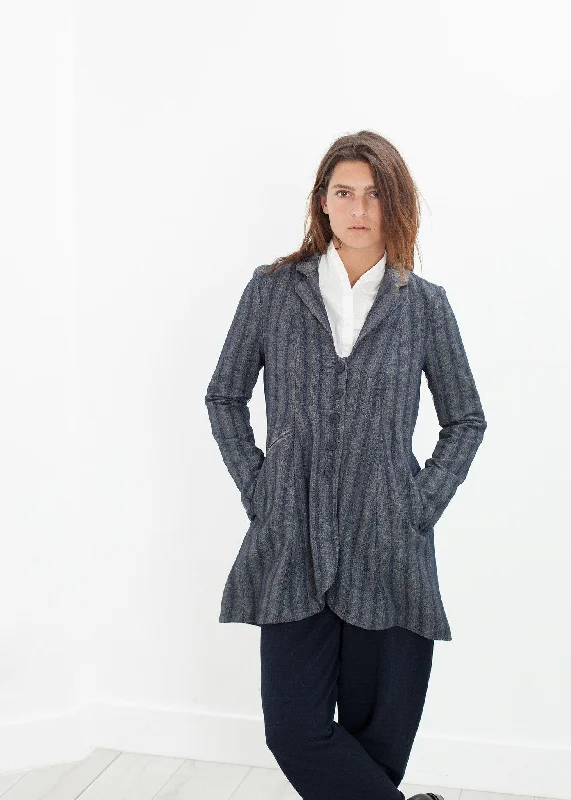 Panetier Jacket in Ink Wool Fabric Cashmere Fabric Tweed Fabric