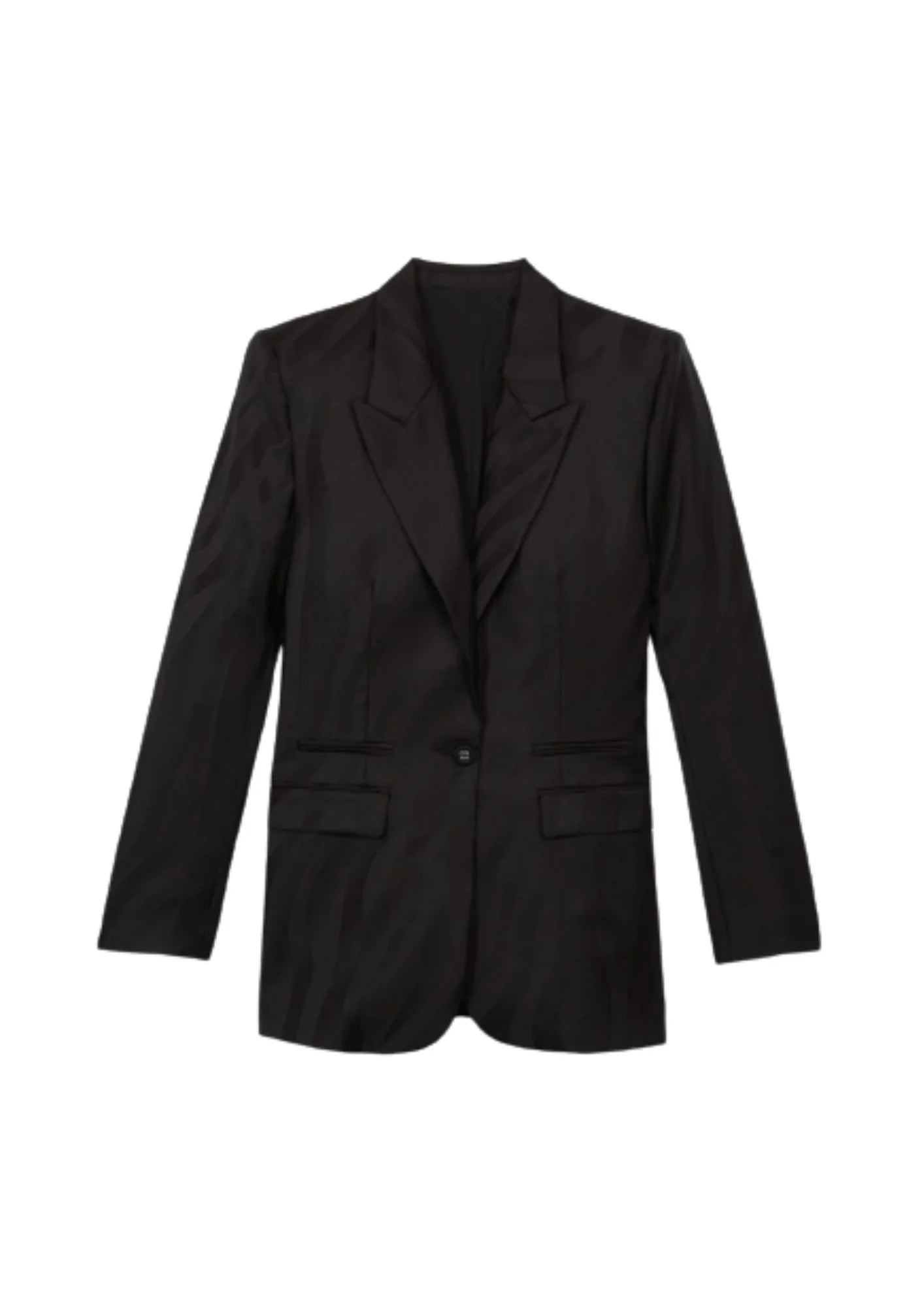 BLACK WOOLEN BLAZER ZEBRA-PRINTED Women's Pencil Blazer