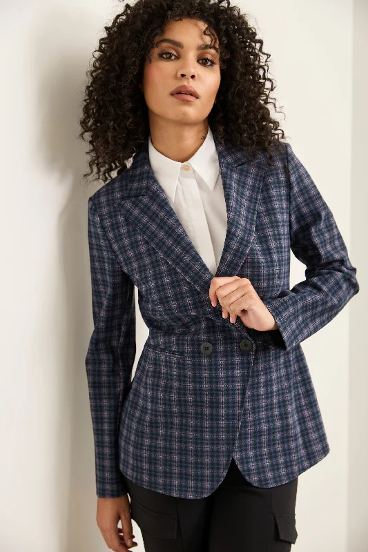Sport Chic Fitted Double-Breasted Blazer Plus Size Women's Coat
