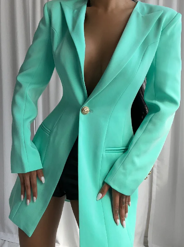 KAJENE Blazer Dress in Turquoise Women's Plaid Suit