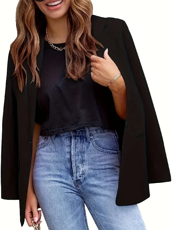 Single Button Blazer Women's Classic Blazer