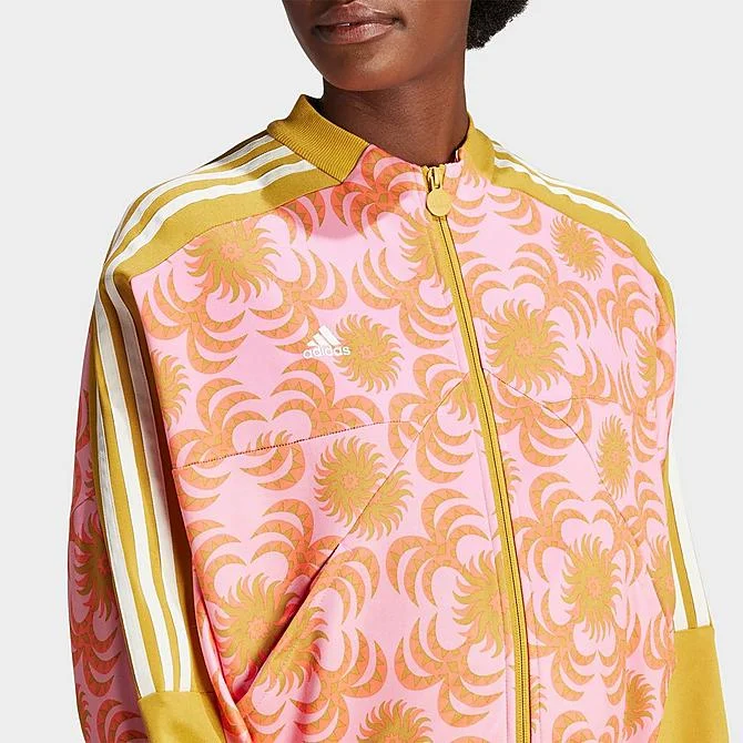Adidas x FARM "Rio Tiro" Women's Track Jacket - Semi Pink Glow / Semi Solar Orange Oversized Jacket Tailored Jacket Straight Jacket