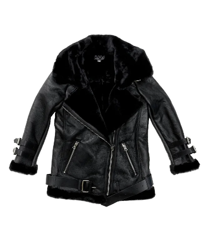 Women's Nappa Biker Sheepskin Jacket Denim Jacket Leather Jacket Suede Jacket