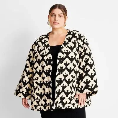 New - Future Collective Jenny K Lopez Women's Plus Oversized Quilted Jacket Hoodie Zip-Up Jacket Button-Up Jacket