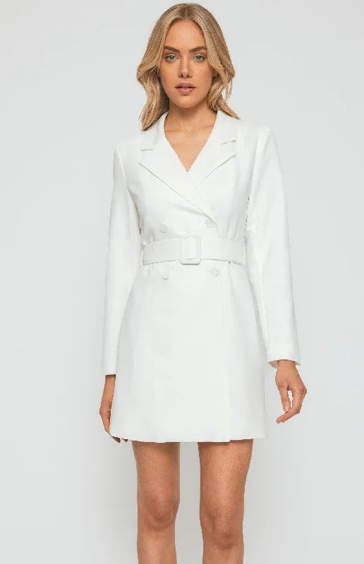 Be Mine Belt Blazer Dress - White Women's Unique Blazer