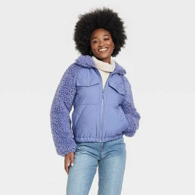 New - Women's Quilted Moto Jacket - Universal Thread Purple S Plaid Jacket Tartan Jacket Houndstooth Jacket
