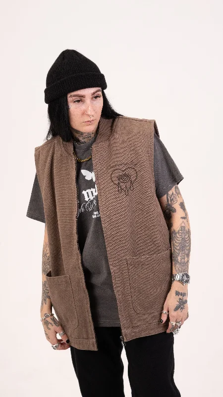 CH Canvas Vest Jacket Walnut Elasticated Jacket Padded Jacket Insulated Jacket