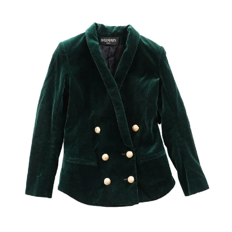 Balmain Velvet Blazer - Women's 38 Women's Navy Jacket