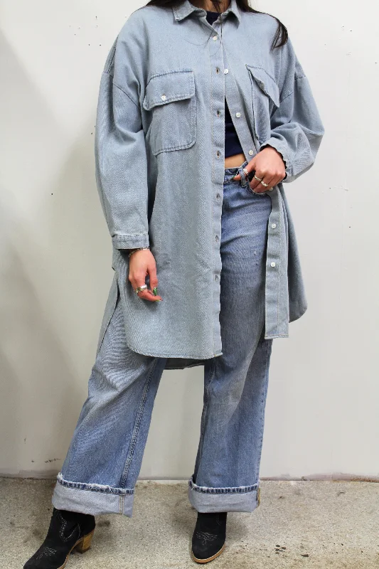 Oversized Denim Shirt Jacket Nylon Jacket Polyester Jacket Spandex Jacket