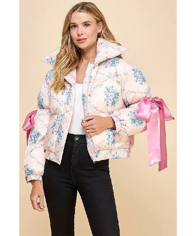 Southern Girl's Dream Puffer Jacket Striped Jacket Polka Dot Jacket Floral Jacket