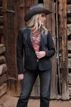 WOMEN'S CRUEL DENIM EMBROIDERED BLAZER Women's Classic Suit