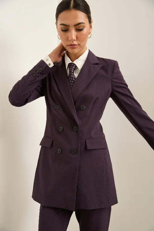 Fitted Double Breasted Blazer Women's Warm Suit