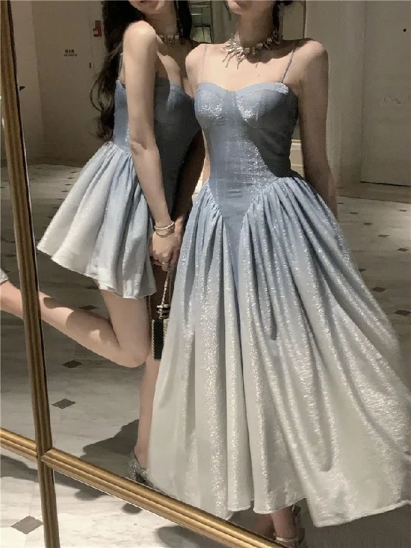 Shiny Sweetheart Spaghetti Straps A-Line Elegant Party Dress, DP2042 Chiffon Maxi Beach