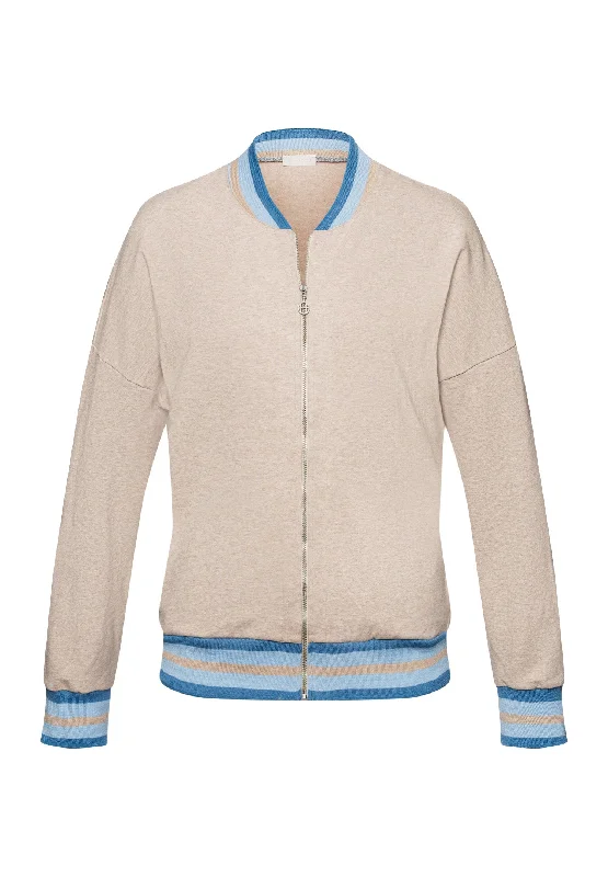 Natural Living Cotton Zip-Up Jacket | Camel Melange 78850-2895 Satin Jacket Silk Jacket Chiffon Jacket