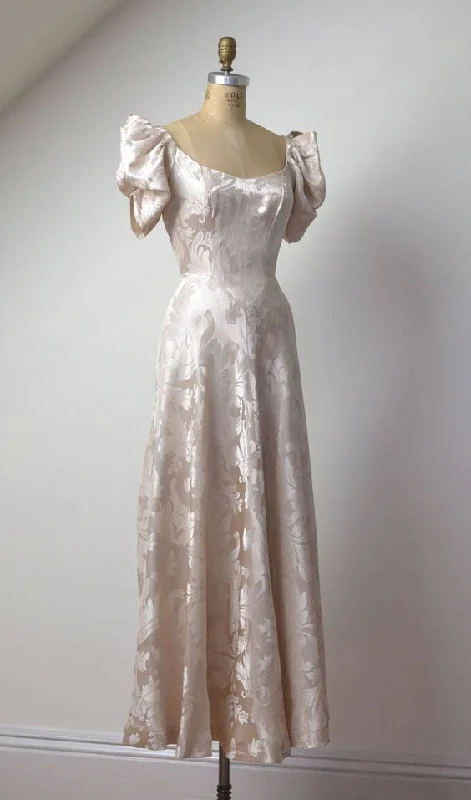 Sweet Light Pink Puffy Sleeves A-Line Long Party Dress,DP1890 Tunics Sophisticated sleek
