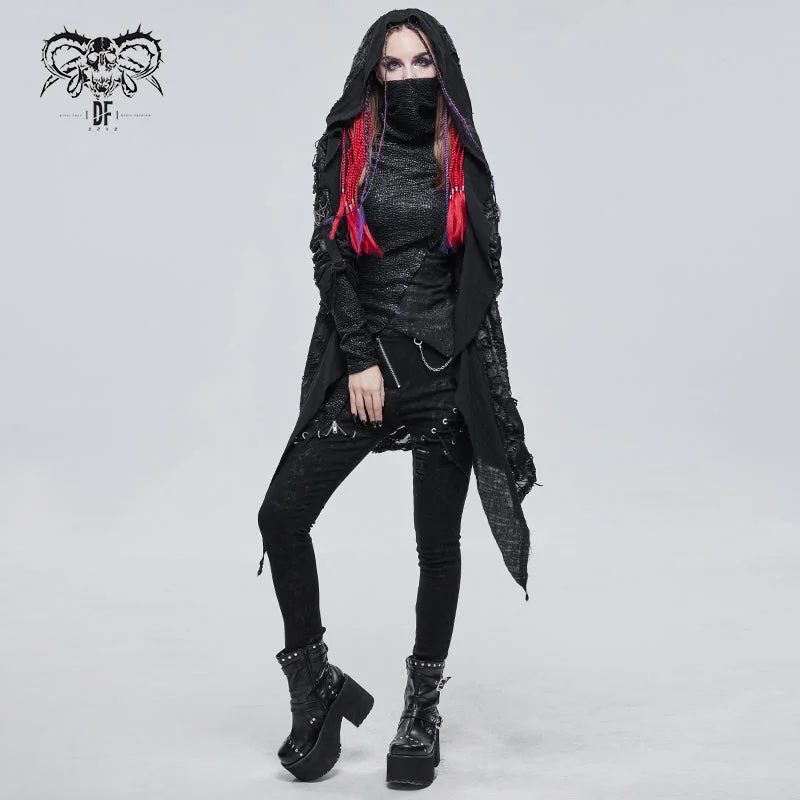 CT184 Diablo Tattered Hooded Knit Jacket Print Jacket Jacquard Jacket Embroidered Jacket