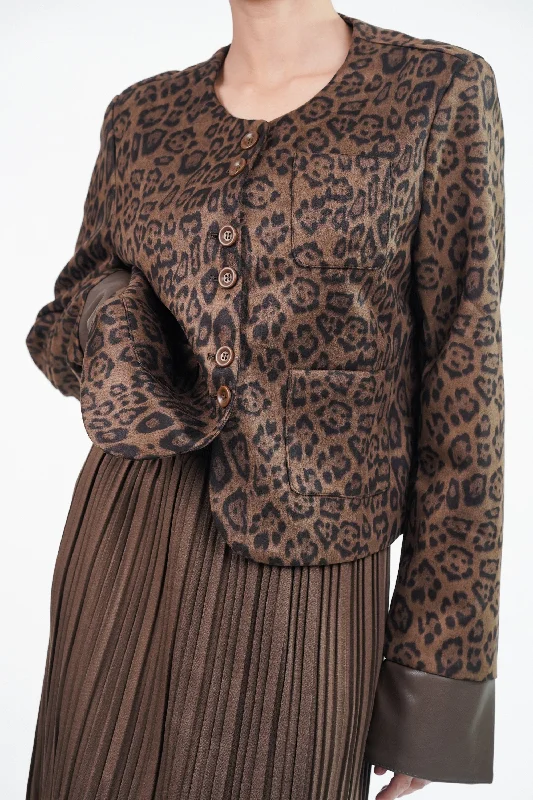 Suede Blazer With Leather Cuff Sleeve Women's Luxury Jacket