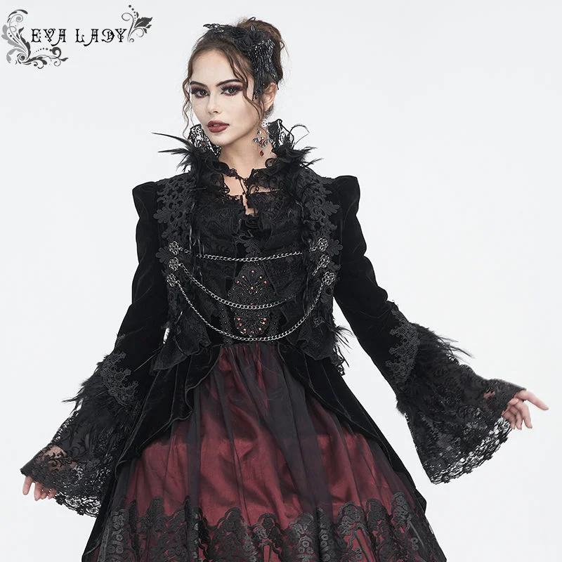 ECT015 Gothic Feather Ultra Short Women's Dress Jacket Print Jacket Jacquard Jacket Embroidered Jacket