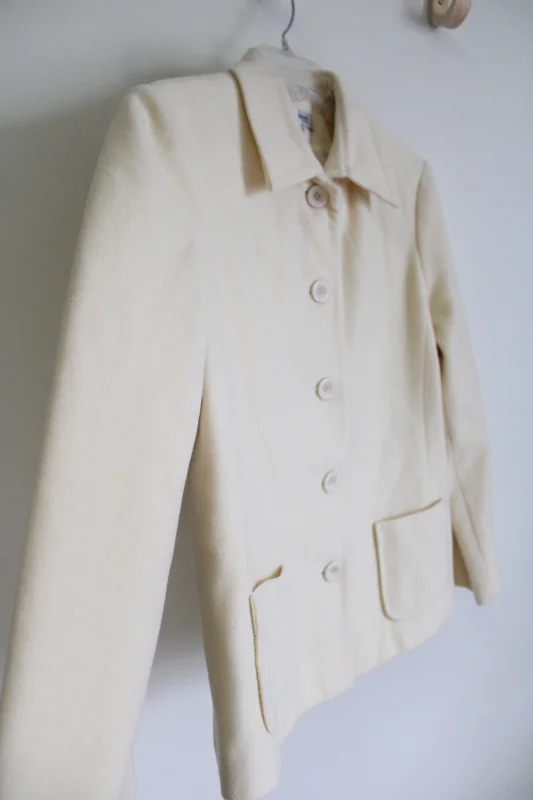 Harve Benard Pale Yellow Jacket | 16 Petite Stand-Up Collar Roll-Neck Collar Turtle Neck