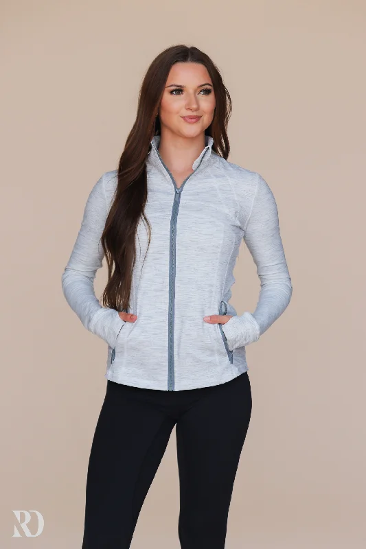 HEATHER GRAY SLEEK JACKET | RD ESSENTIALS Insulated Jacket Fitted Jacket Loose Jacket