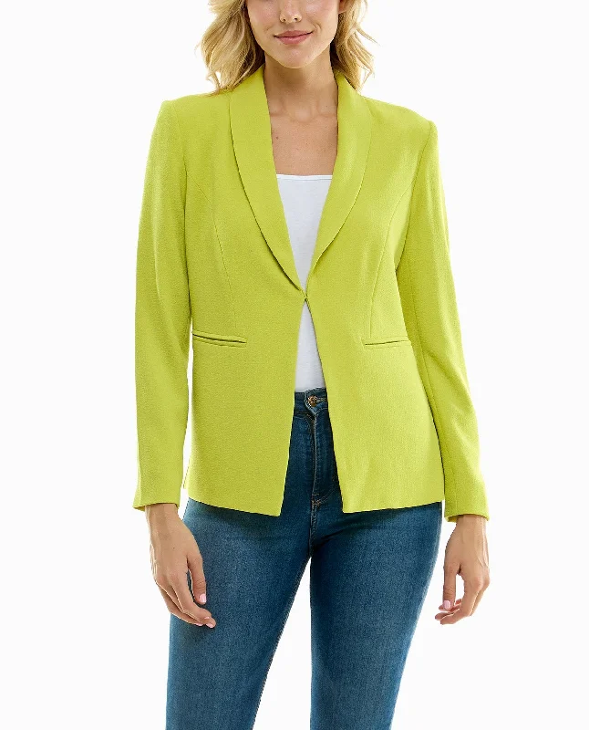 Nicole Miller Isla Stretch Crepe One Button Blazer Summer Women's Jacket