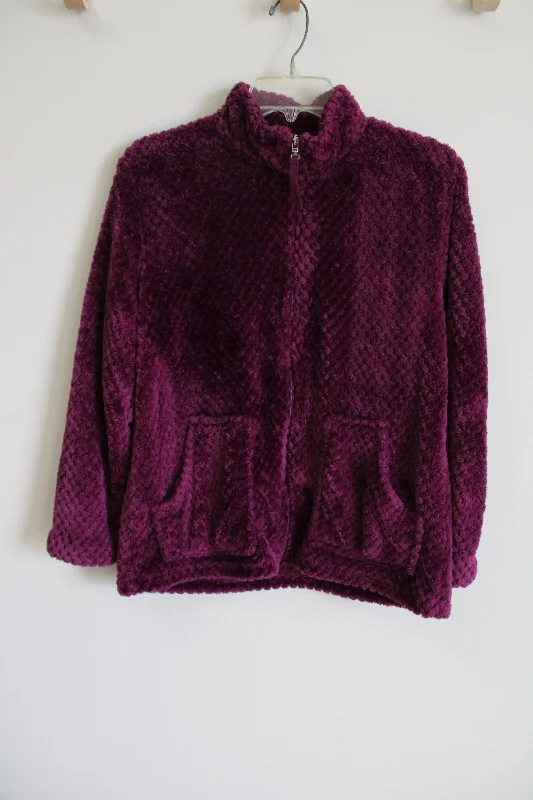Cuddl Duds Purple Fuzz Jacket | S Print Jacket Jacquard Jacket Embroidered Jacket