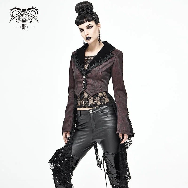 CT170 Wavy pattern Gothic Short Jacket with Detachable Hem Wool Fabric Cashmere Fabric Tweed Fabric