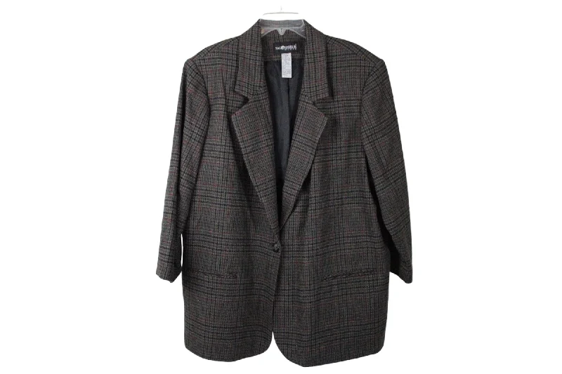 Sag Harbor Gray Plaid Blazer | 24W Women's Elegant Suit