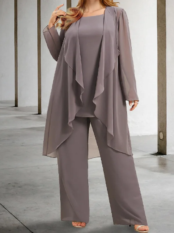 Chiffon Mother of the Bride Pantsuits with Jacket Jersey Jacket Tulle Jacket Batik Jacket