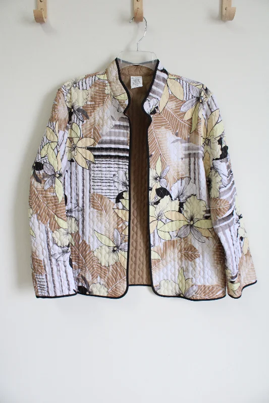 Alfred Dinner Yellow Floral Quilted Light Jacket | 14 Insulated Jacket Fitted Jacket Loose Jacket