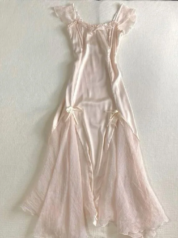 Light Pink A-Line Satin Girly Long Party Dress Birthday Outfits, DP3159 Shift Classic Vintage