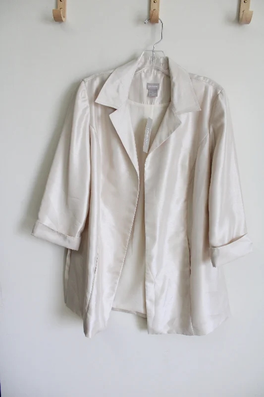 NEW Chico's Natural Cream Subtle Shine Topper Jacket | 1 (M/8-10) Plaid Jacket Tartan Jacket Houndstooth Jacket