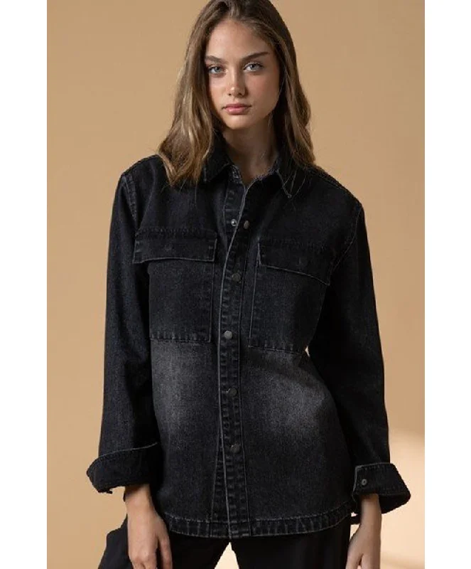 Railey Denim Jacket Tiered Jacket Buttoned Jacket Zippered Jacket