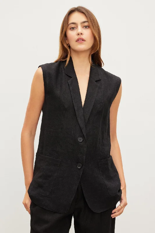 BETHAN HEAVY LINEN SLEEVELESS BLAZER Women's Warm Suit