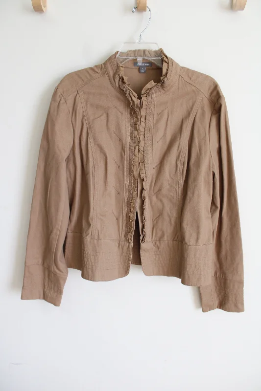 Apt.9 Stretch Brown Jacket | L Hooded Jacket Caped Jacket Shawl Collar Jacket