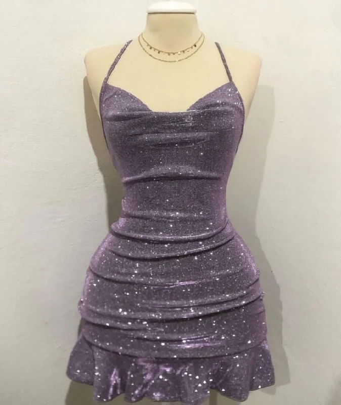 Lovely Halter Shiny Sheath Short Party Dress Homecoming Dress, MD7877 Tunics Exclusive limited