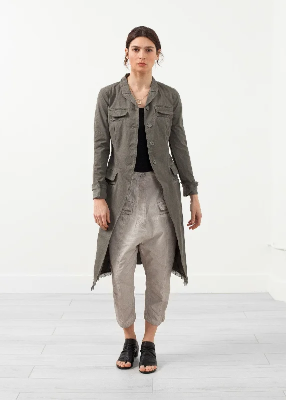Long Military Jacket Hoodie Zip-Up Jacket Button-Up Jacket
