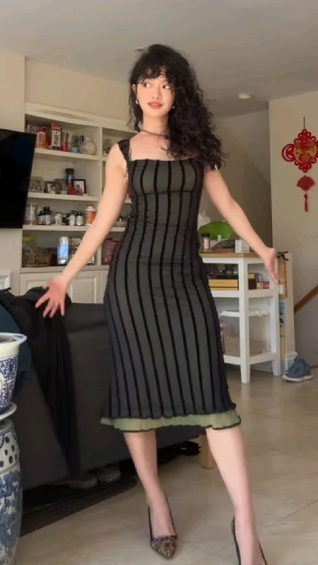 Vintage Straps Sheath Midi Length Cocktail Dress Party Dress, D177 Tunics Office stylish