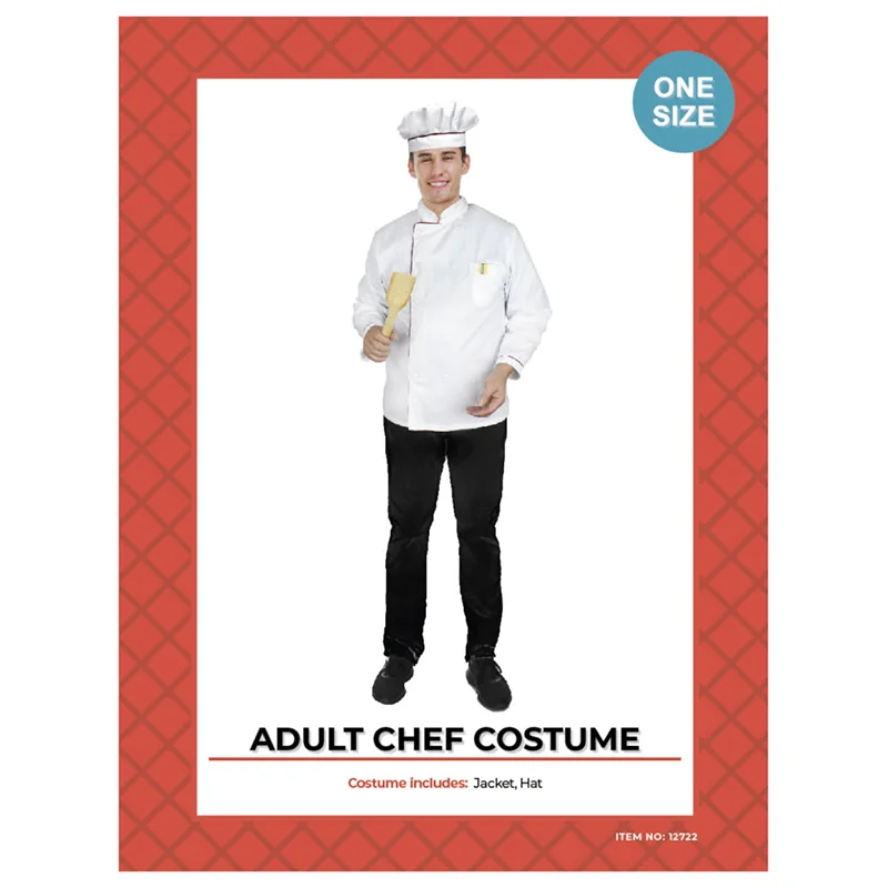 Adult Chef Jacket & Hat Costume Notch Collar Jacket Peter Pan Collar Jacket Cowl Neck Jacket