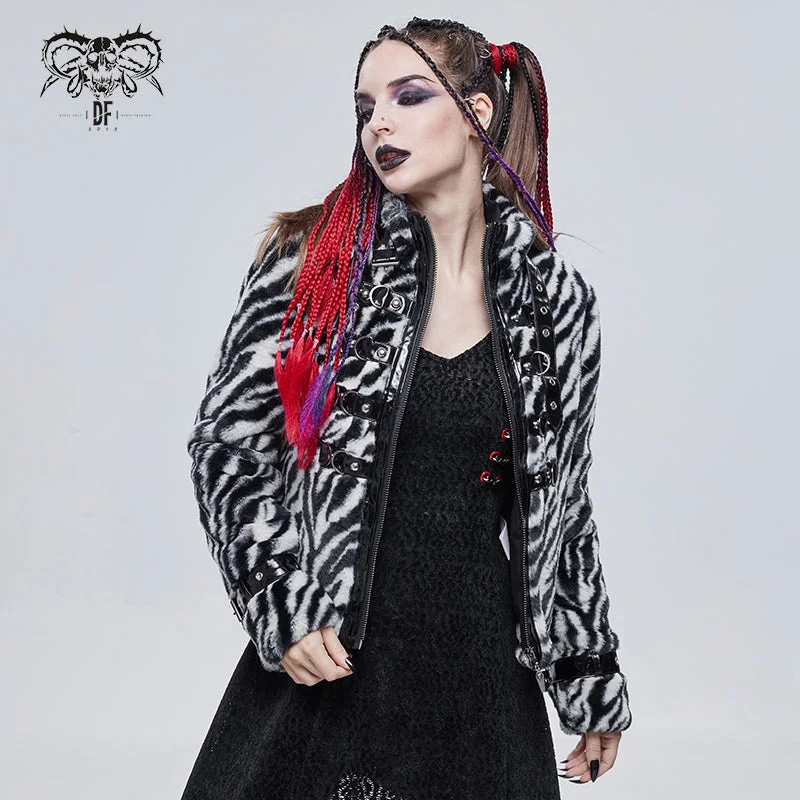 CT182 women black and white striped quilted wool jacket Belted Jacket Elasticated Jacket Padded Jacket
