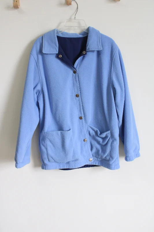National Blue Fleece Jacket | M Belted Jacket Elasticated Jacket Padded Jacket