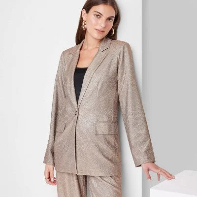 New - Wild Fable Women's Button Up Metallic Blazer Jacket Glitter Loose Fit Corduroy Jacket Velvet Jacket Brocade Jacket