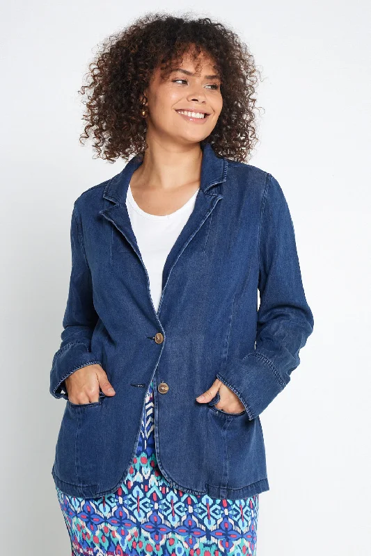 Melba Lyocell Denim Blazer - Dark Rinse High-End Women's Suit