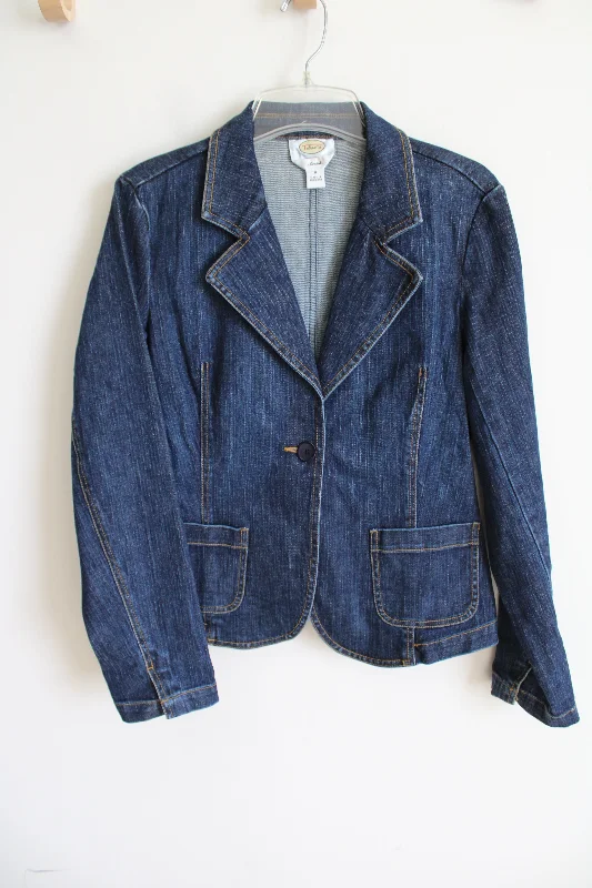 Talbots Stretch Denim Jacket | 8 V-Neck Jacket Boat Neck Jacket Square Neck Jacket