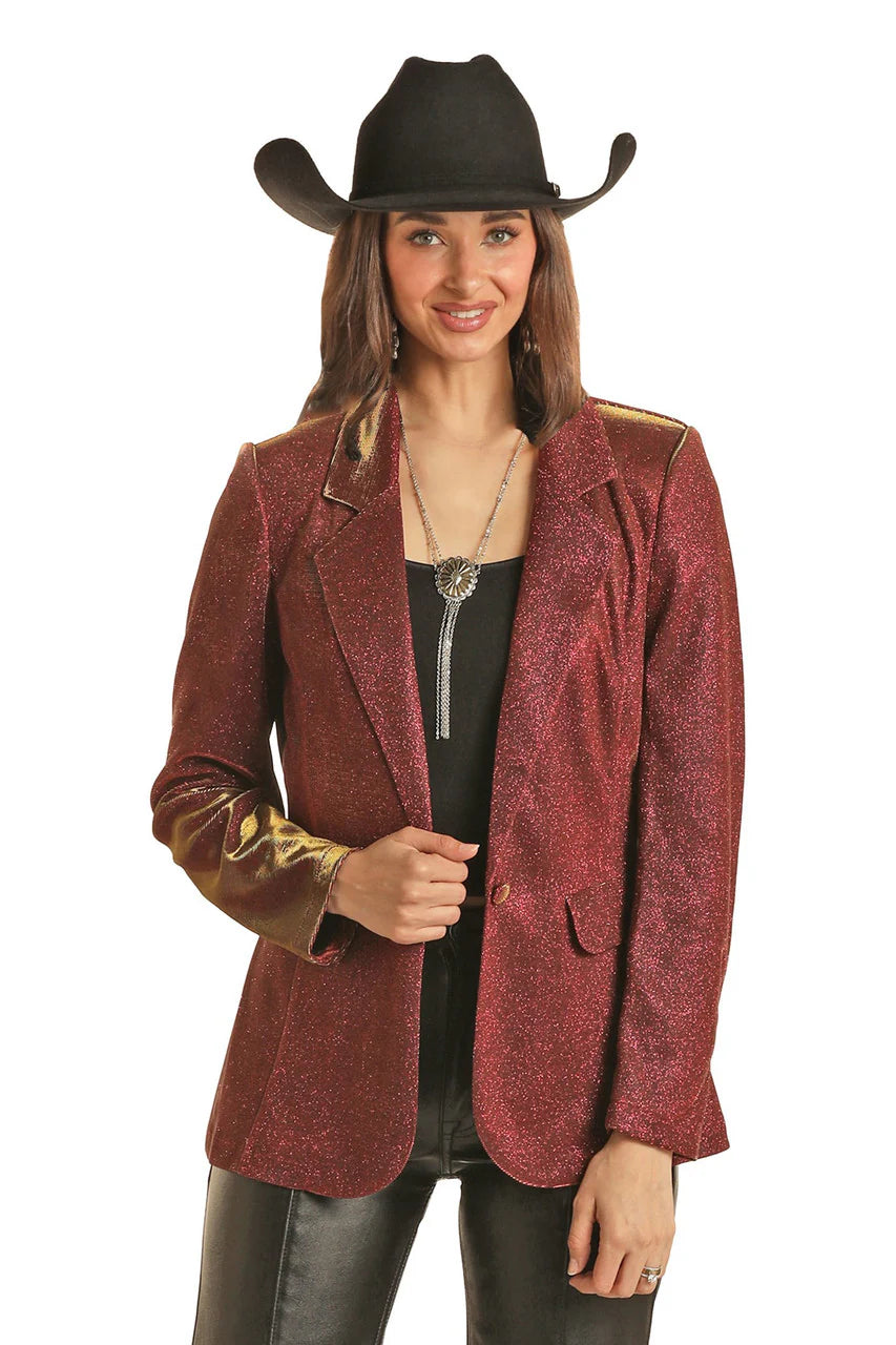 ROCK & ROLL RED IRIDESCENT BLAZER Women's Premium Blazer