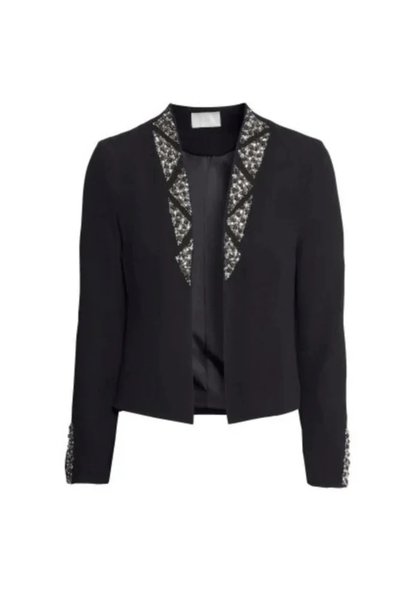 BLACK BEADED OPEN BLAZER Linen Women's Suit