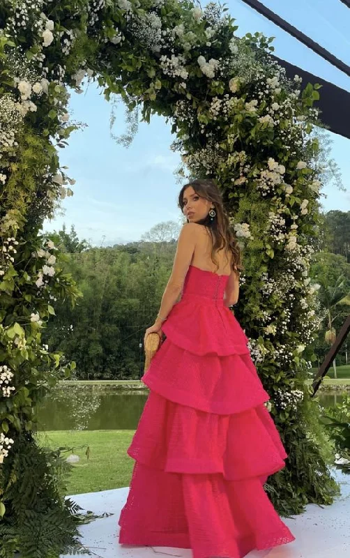 Hot Pink Sweetheart A-Line Long Formal Evening Party Dress, DP3359 Tunics Luxurious premium