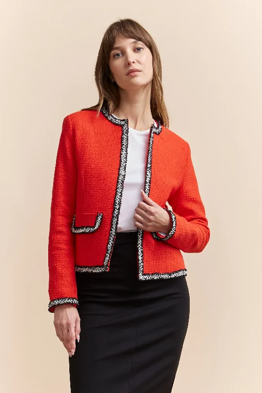 Textured blazer with ribbons Linen Women's Suit