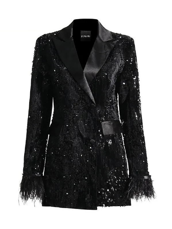 LETTE Sequins Blazer Dress Women's Luxurious Jacket