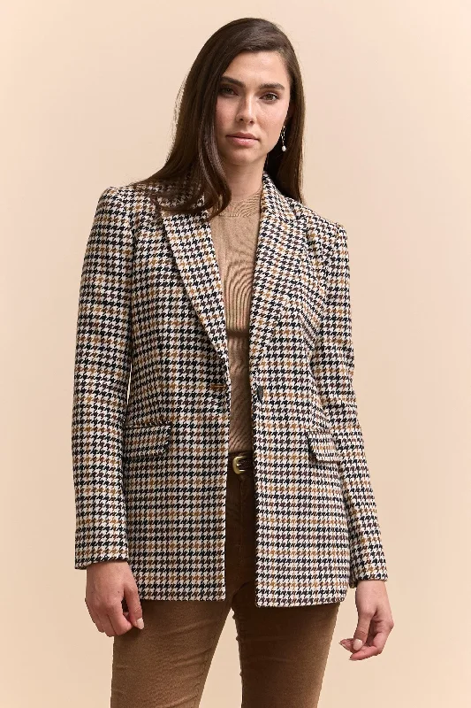 Houndstooth fitted blazer Women's Luxurious Jacket